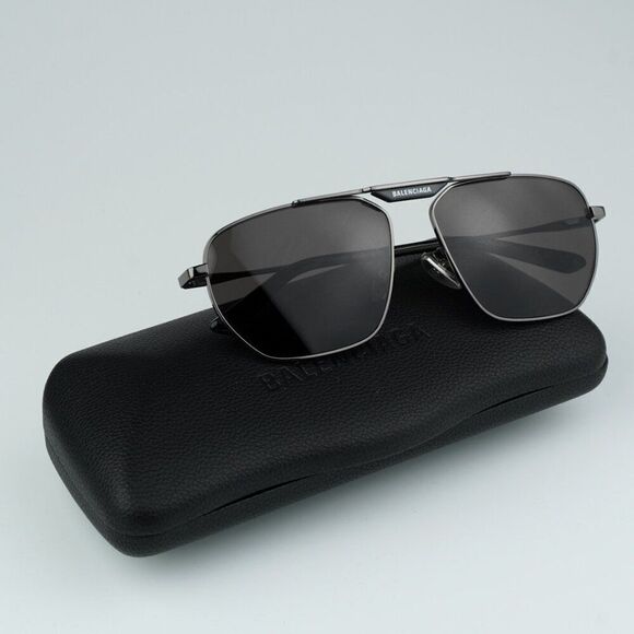 NEW Balenciaga BB0298SA 001 Black Grey Pilot Unisex Sunglasses BB 0298SA - Picture 4 of 14